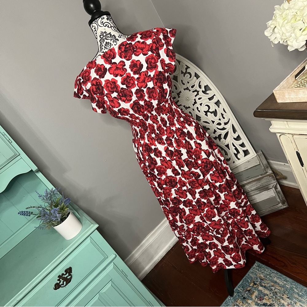 Wayward Fancies Ruffle Sleeve Floral Midi Dress Size Small Boho Cottage Core - Picture 9 of 14